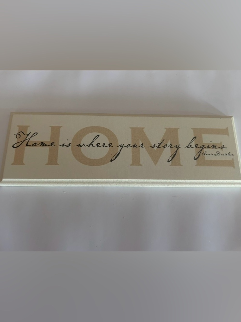 HOME "Home is where your story begins" Wall Sign - Cream & Tan